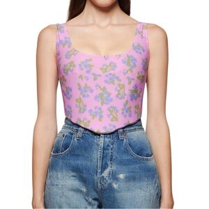 New $642 Natasha Zinko Pink Floral Corset Top Small
